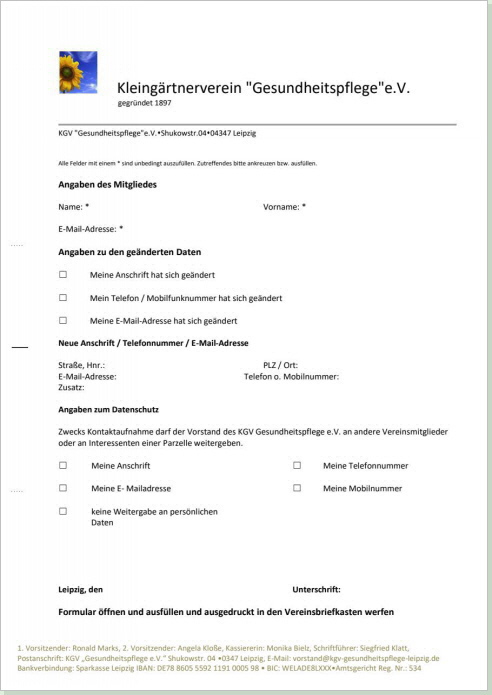 &Auml;nderungsmeldung Mitglieder